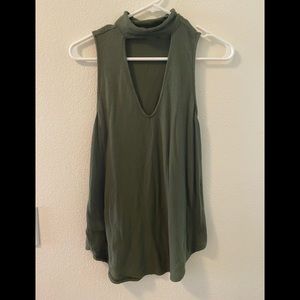 Express tank with choker collar- Olive Green